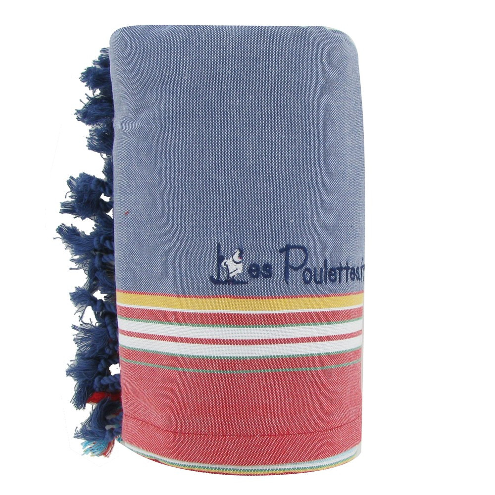 LES POULETTES BIJOUX Kikoy Serviette Plage Coton Couleur Bleu Jean - Bleu Navy
