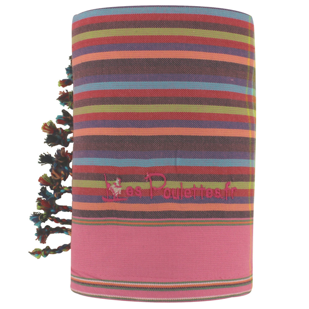LES POULETTES BIJOUX Kikoy Serviette Plage Coton Couleur Rayé Violet Fuchsia