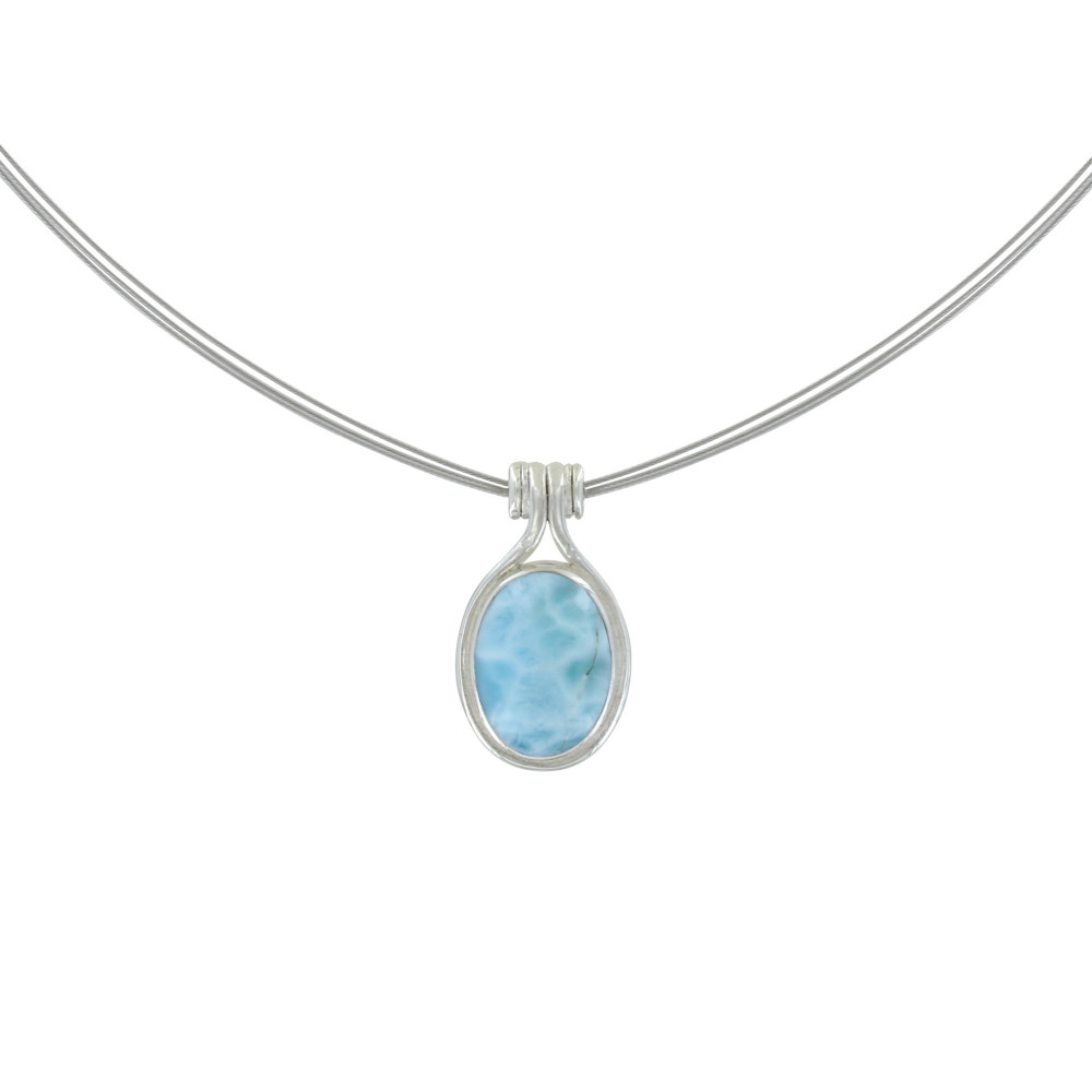 LES POULETTES BIJOUX Collier Câbles Argent 925 Oval de Larimar