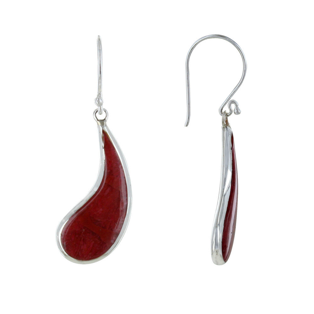 LES POULETTES BIJOUX Boucles d'Oreilles Argent 925 Larme Couleur Corail