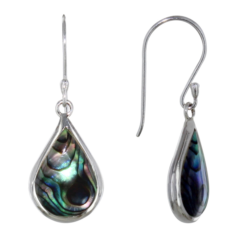 LES POULETTES BIJOUX Boucles d'Oreilles Argent 925 Petite Goutte Nacre Abalone