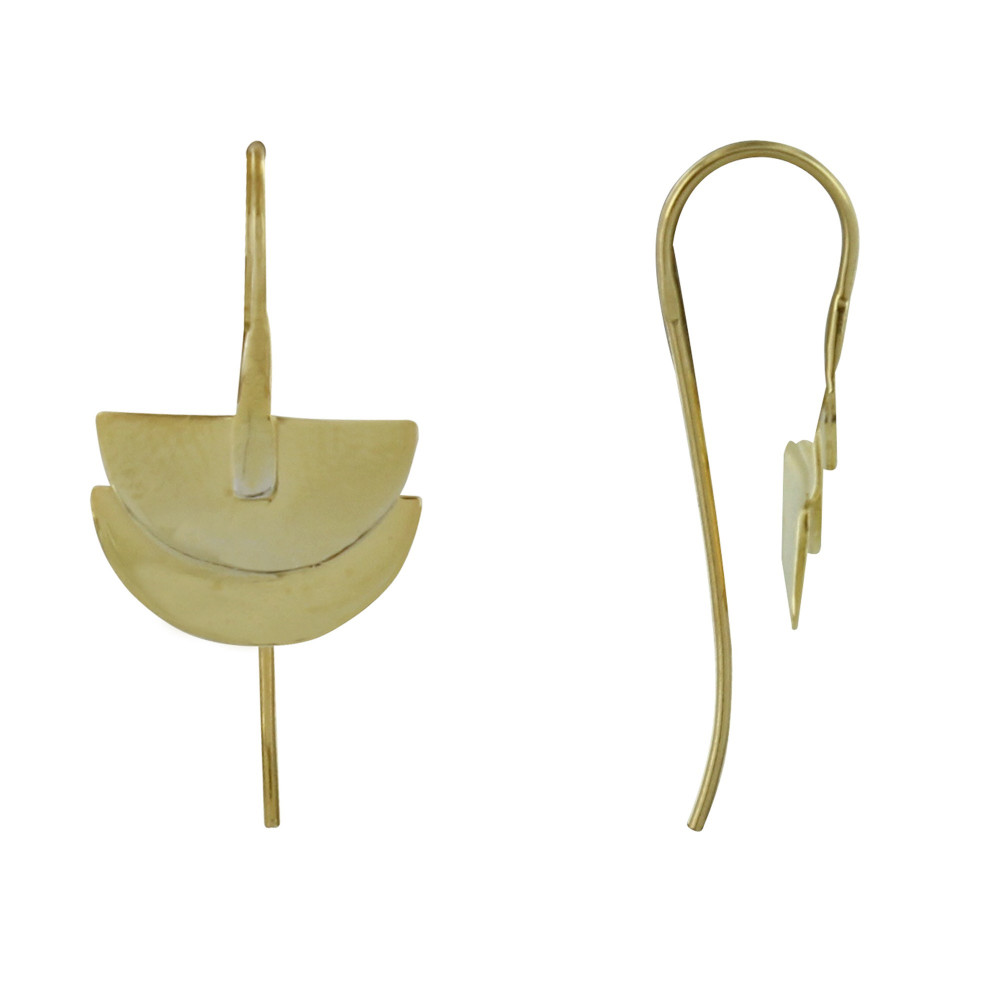 LES POULETTES BIJOUX Boucles d'Oreilles Argent Doré Deux Demi Lune