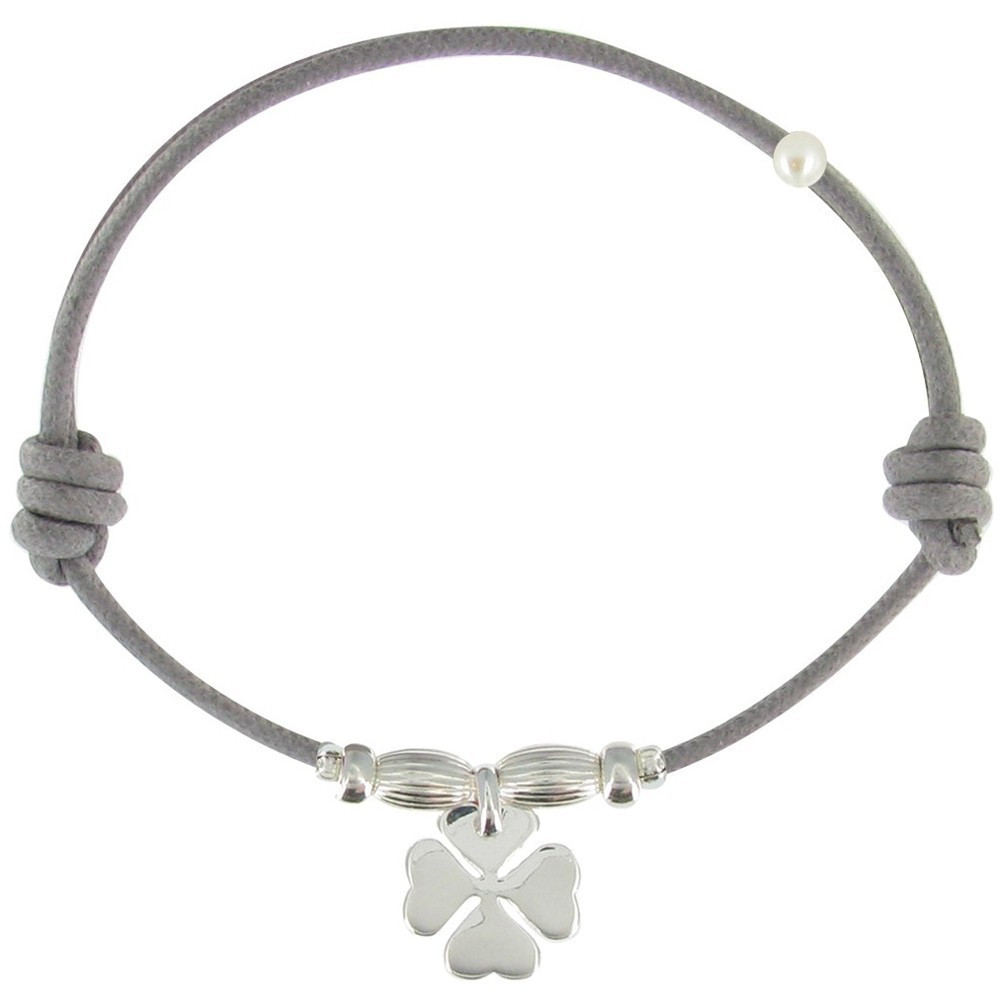 LES POULETTES BIJOUX Bracelet Lien Trèfle Argent 925 - Gris