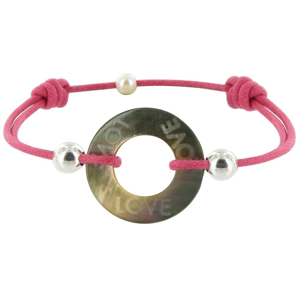 LES POULETTES BIJOUX Bracelet Lien Love Les Poulettes Nacre et Argent - Colors - Fuc