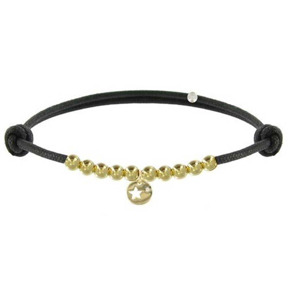 LES POULETTES BIJOUX Bracelet Lien Médaille Etoile et Perles Plaquées Or - Classics