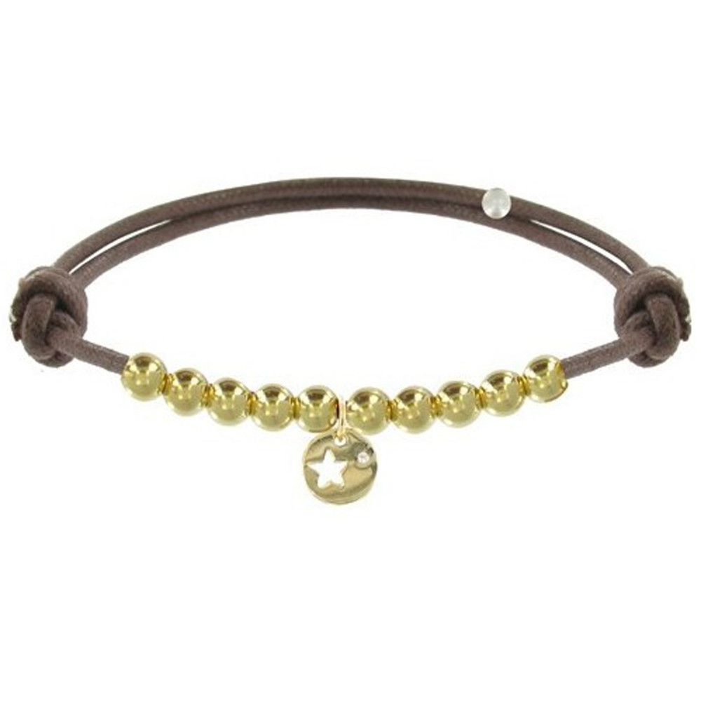 LES POULETTES BIJOUX Bracelet Lien Médaille Etoile et Perles Plaquées Or - Classics