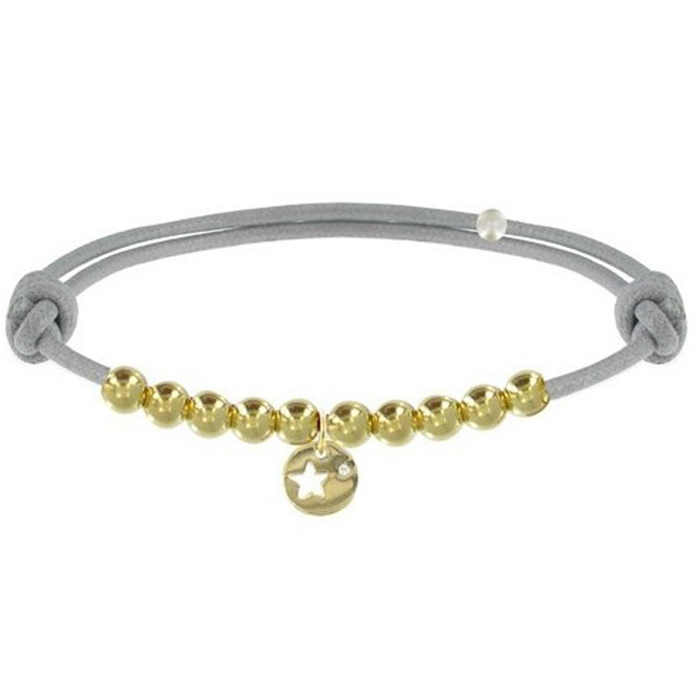 LES POULETTES BIJOUX Bracelet Lien Médaille Etoile et Perles Plaquées Or - Classics
