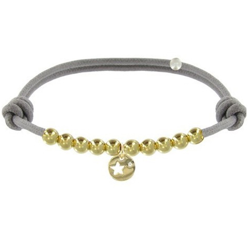 LES POULETTES BIJOUX Bracelet Lien Médaille Etoile et Perles Plaquées Or - Classics