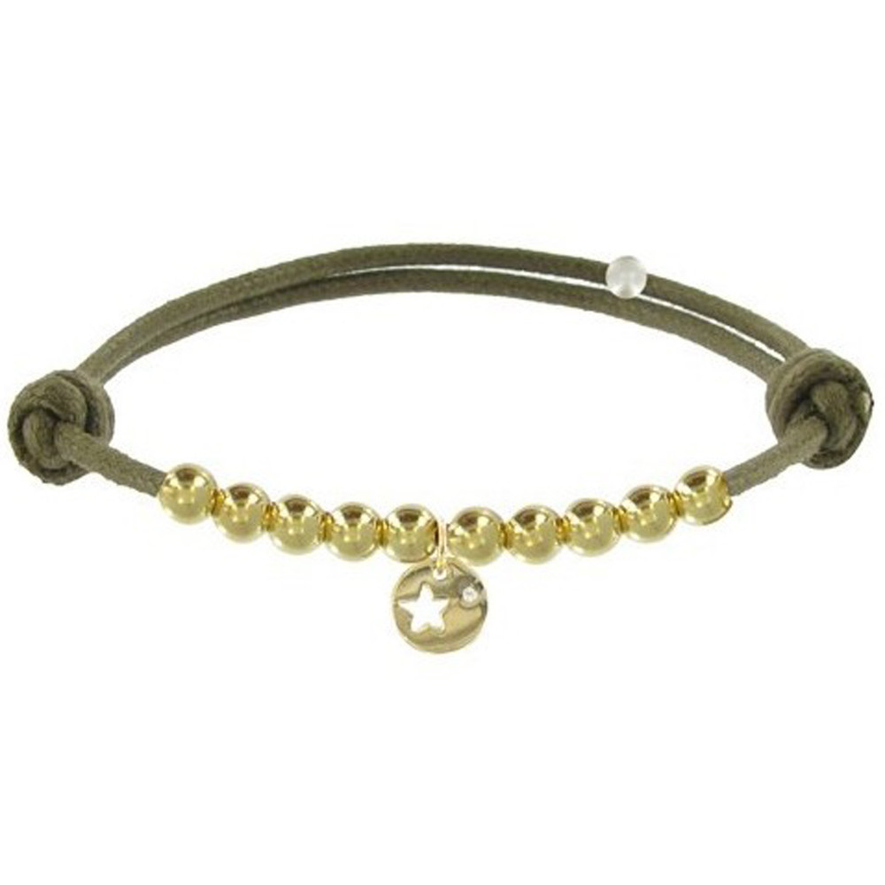 LES POULETTES BIJOUX Bracelet Lien Médaille Etoile et Perles Plaquées Or - Classics