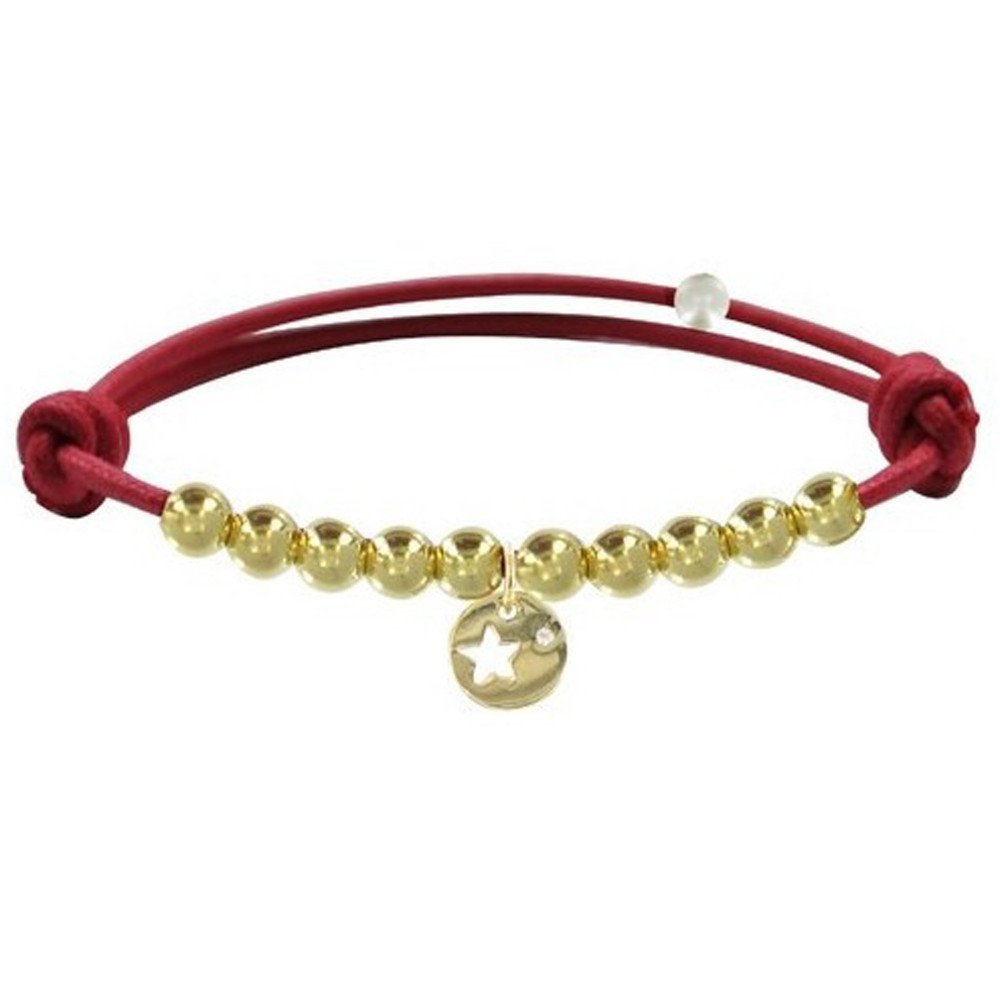 LES POULETTES BIJOUX Bracelet Lien Médaille Etoile et Perles Plaquées Or - Classics