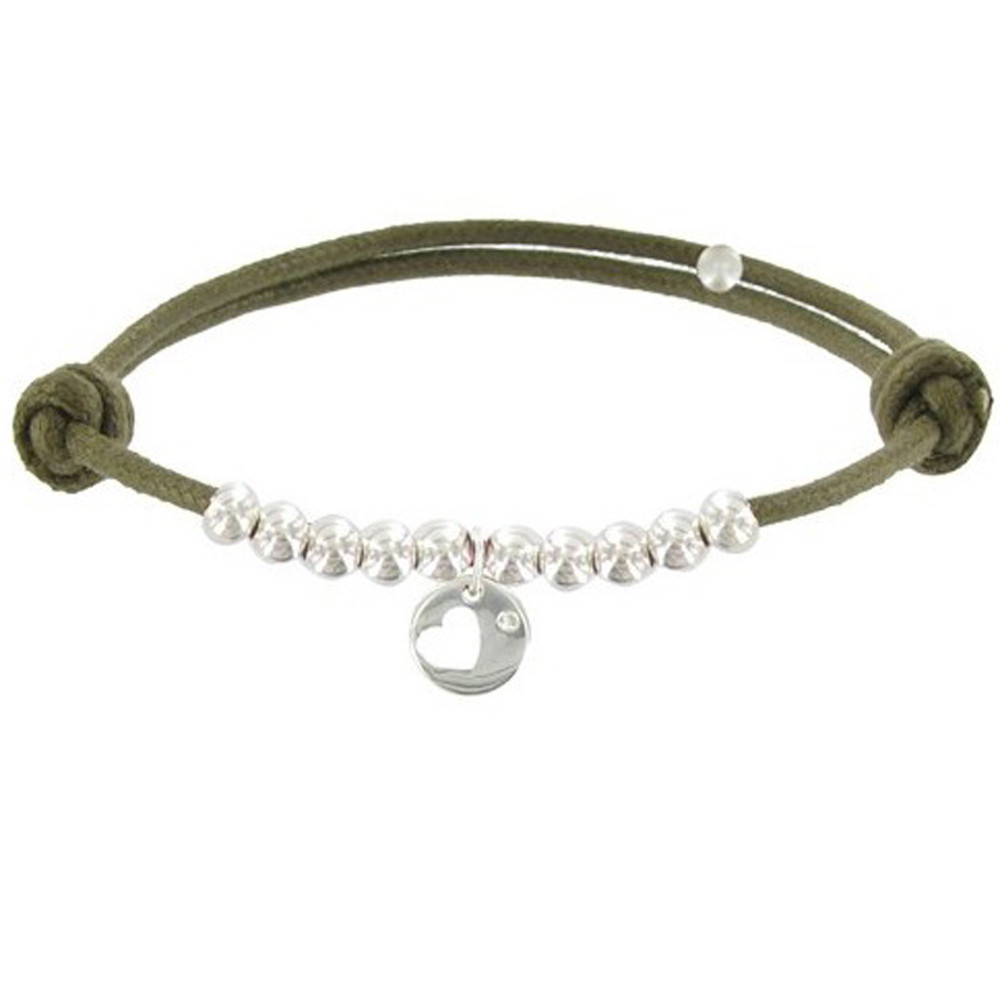 LES POULETTES BIJOUX Bracelet Lien Médaille Coeur et Perles en Argent 925 - Classics LES POULETTES BIJOUX Bracelet Lien Médaille Coeur et Perles en Argent 925 - Classics