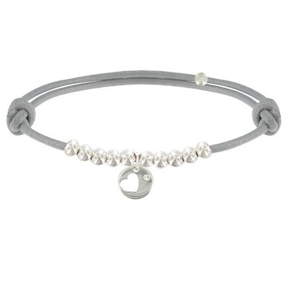 LES POULETTES BIJOUX Bracelet Lien Médaille Coeur et Perles en Argent 925 - Classics LES POULETTES BIJOUX Bracelet Lien Médaille Coeur et Perles en Argent 925 - Classics