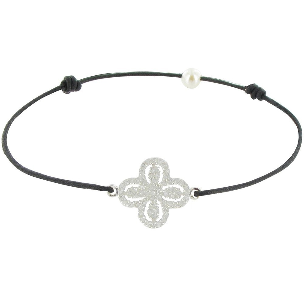 LES POULETTES BIJOUX Bracelet Lien Argent 925 Fleur de Strass - Classics