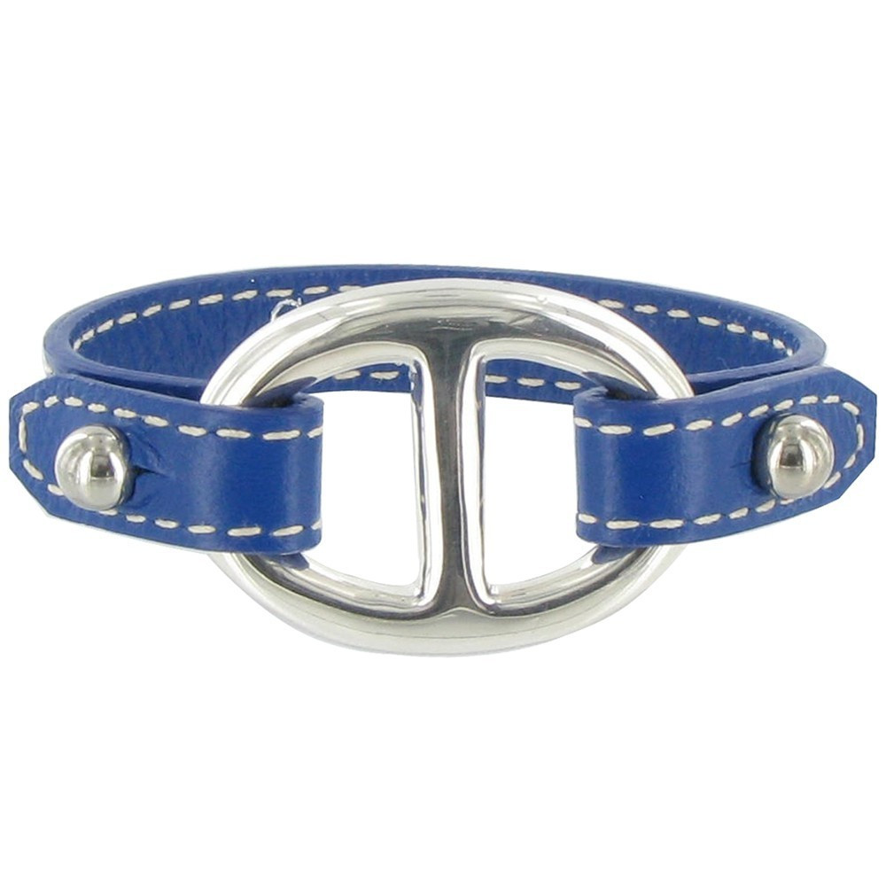 LES POULETTES BIJOUX Bracelet Cuir et Maille Marine Argent 925 - Classics - Bleu Navy