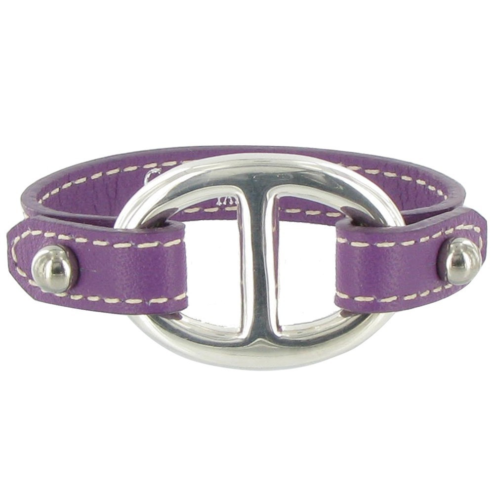 LES POULETTES BIJOUX Bracelet Cuir et Maille Marine Argent 925 - Colors - Violet