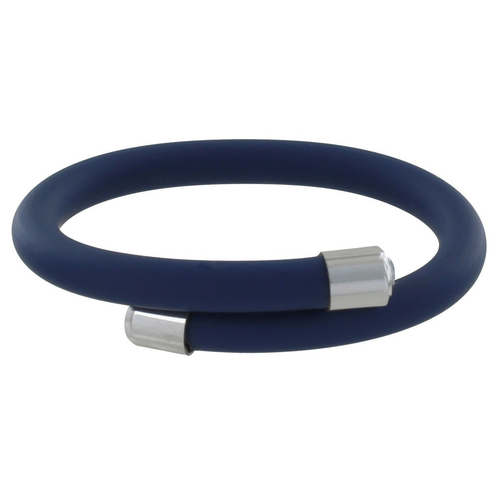 LES POULETTES BIJOUX Bracelet Argent 925 et Silicone - Classics - Bleu Navy
