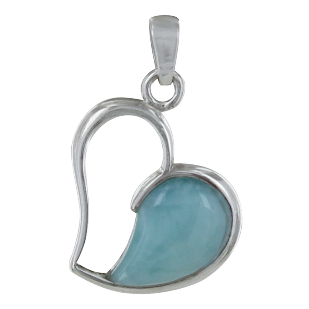 LES POULETTES BIJOUX Pendentif Argent Coeur Toi et Moi Larimar