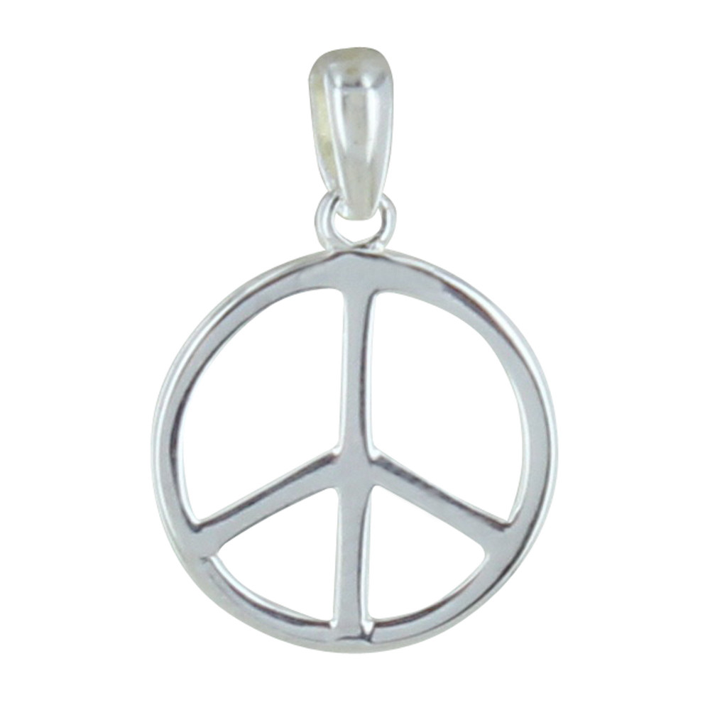 LES POULETTES BIJOUX Pendentif Argent Rhodié Moyen Peace and Love