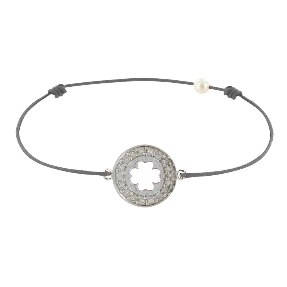 LES POULETTES BIJOUX - Bracelet Lien Argent 925 Médaille Porte Chance et Strass - Cl