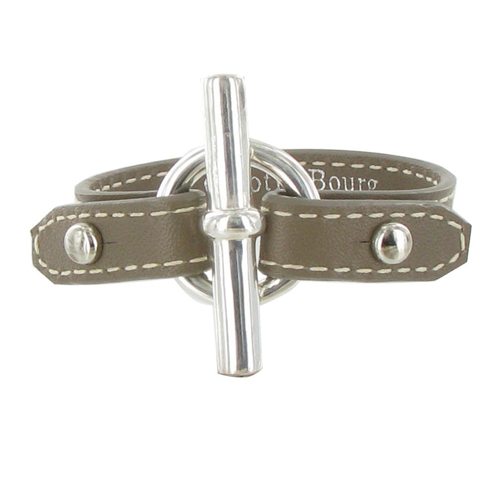 LES POULETTES BIJOUX Bracelet Cuir et Fermoir T Argent 925 - Classics - Beige