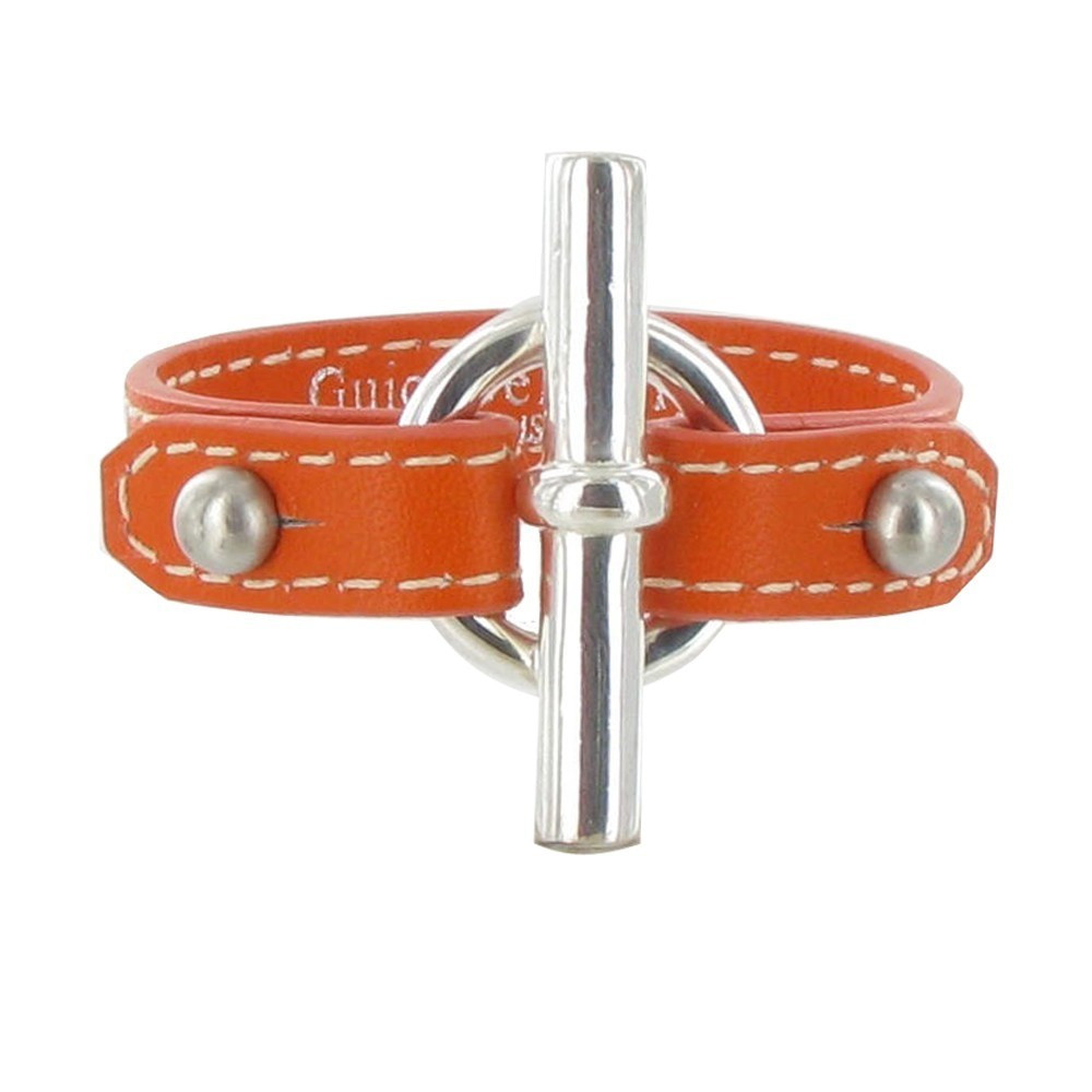 LES POULETTES BIJOUX Bracelet Cuir et Fermoir T Argent 925 - Colors - Orange