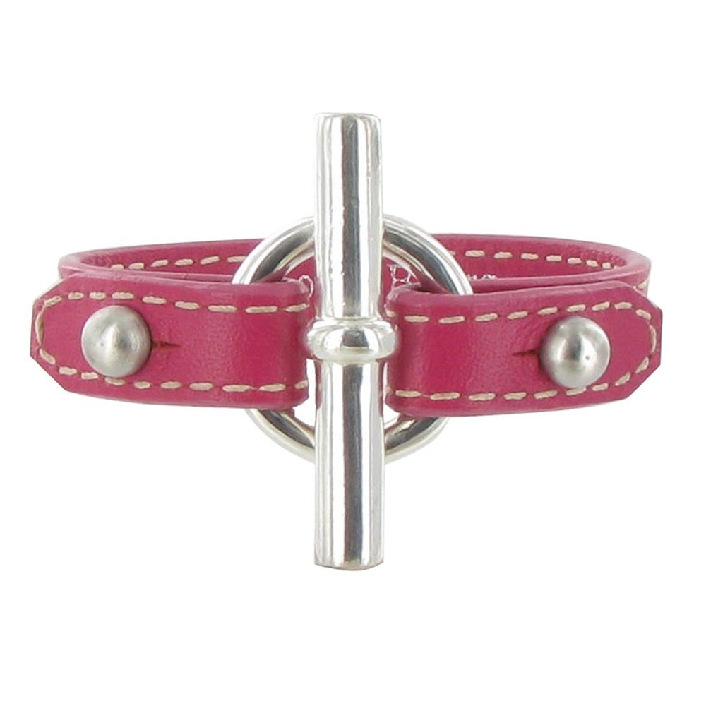 LES POULETTES BIJOUX Bracelet Cuir et Fermoir T Argent 925 - Colors - Fuchsia