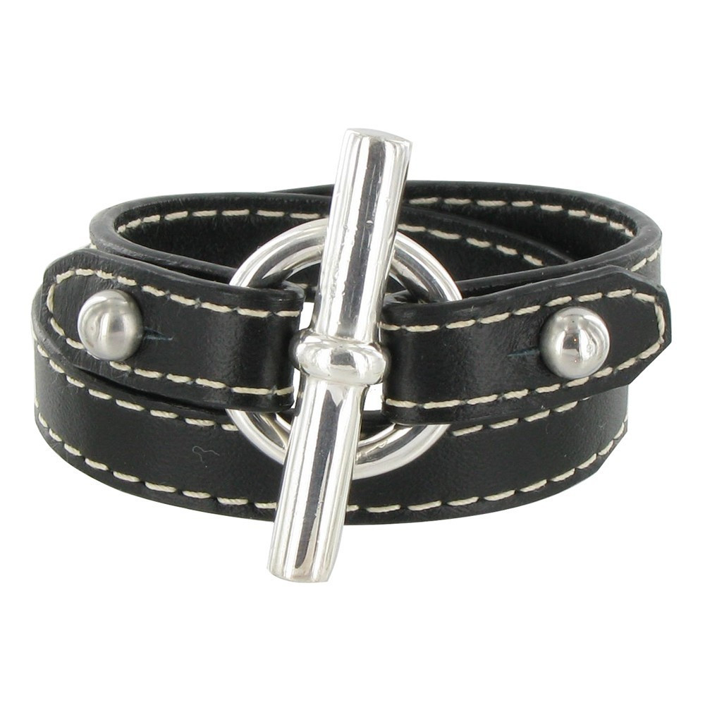 LES POULETTES BIJOUX Bracelet Double Tour Cuir et Fermoir T Argent 925 - Classics