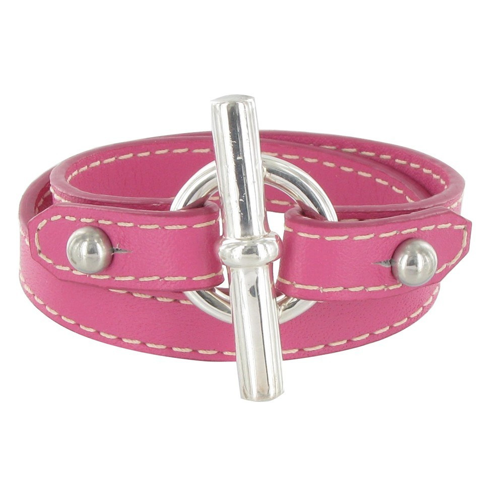 LES POULETTES BIJOUX - Bracelet Double Tour Cuir et Fermoir T Argent 925 - Colors