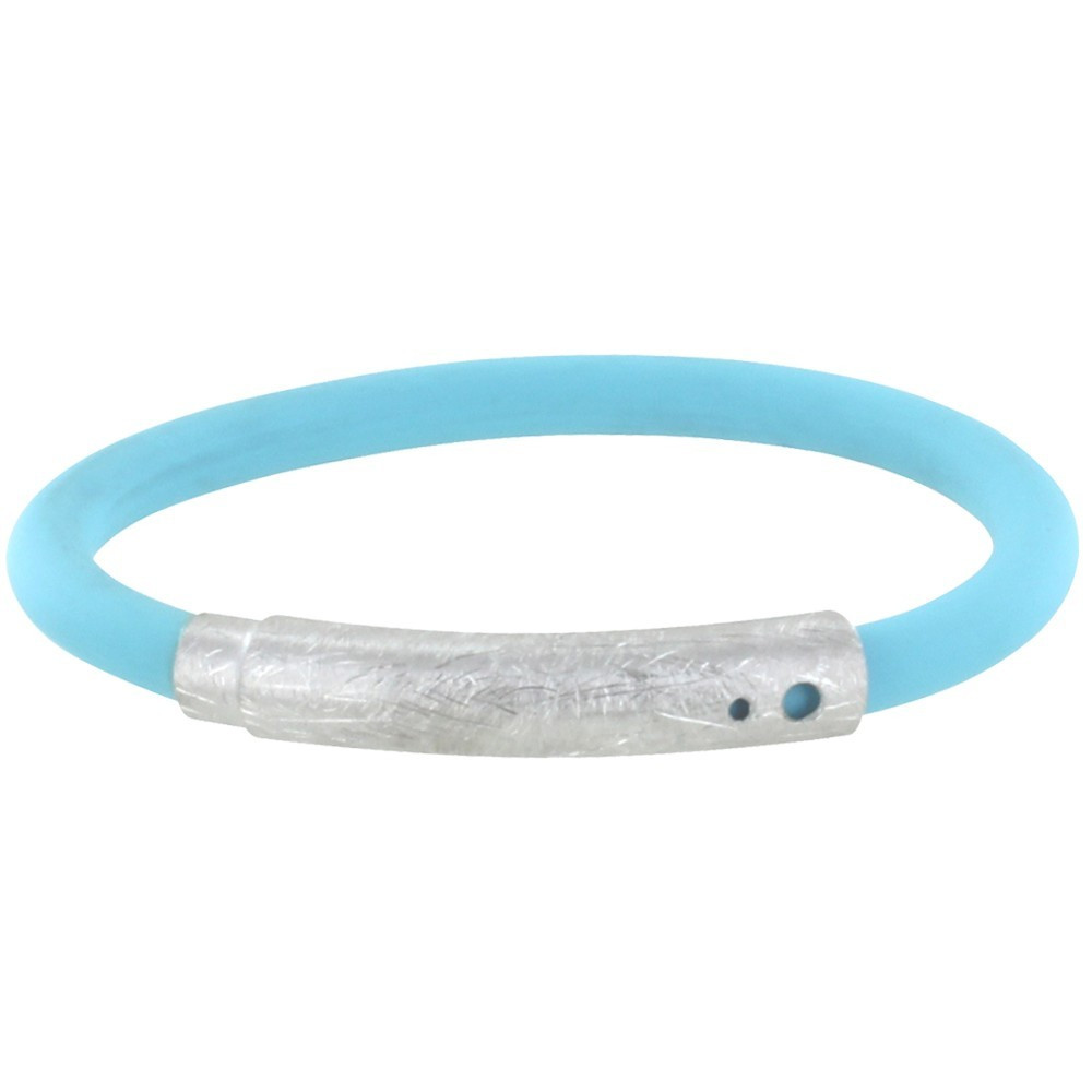 LES POULETTES BIJOUX Bracelet Argent 925 Brossé et Silicone - Classics - Turquoise