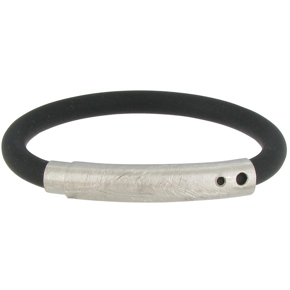 LES POULETTES BIJOUX Bracelet Argent 925 Brossé et Silicone - Classics