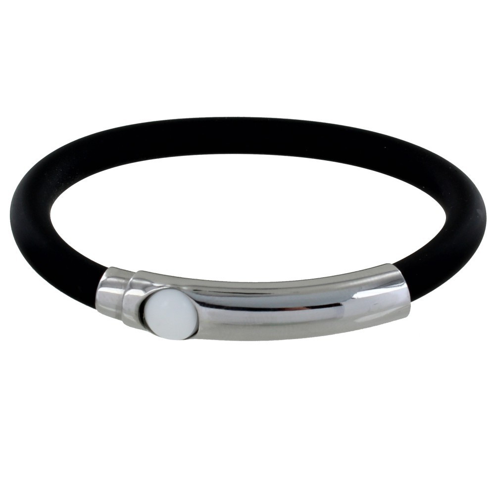 LES POULETTES BIJOUX Bracelet Argent 925 Bille et Silicone - Classics