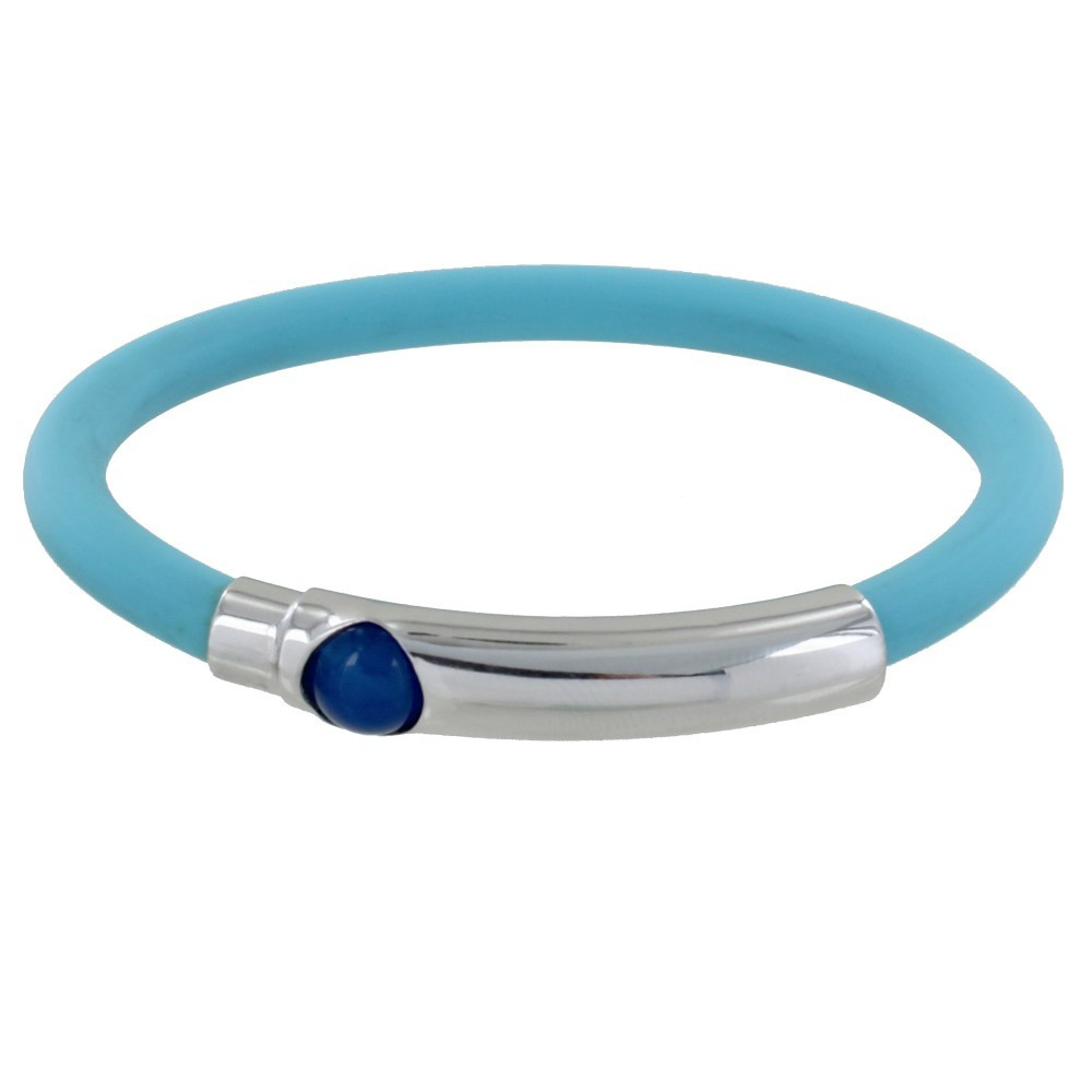 LES POULETTES BIJOUX Bracelet Argent 925 Bille et Silicone - Classics - Turquoise