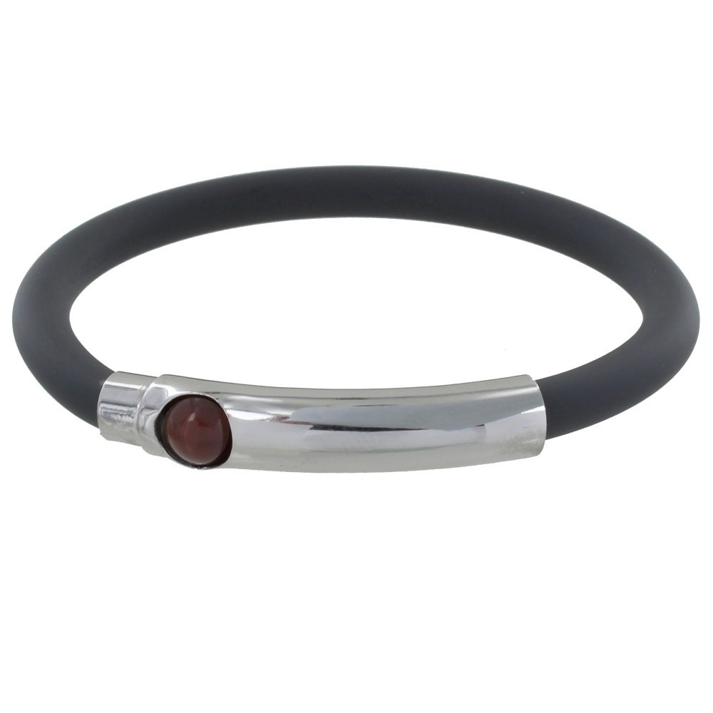 LES POULETTES BIJOUX Bracelet Argent 925 Bille et Silicone - Classics - Gris
