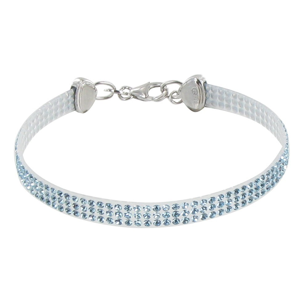 LES POULETTES BIJOUX Bracelet Argent 925 Rhodié Silicone et Strass - Classics - Bleu