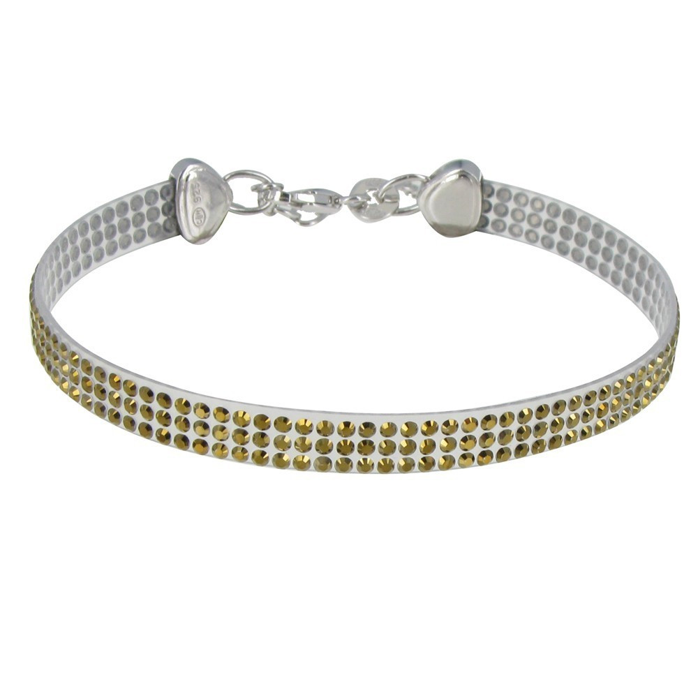 LES POULETTES BIJOUX Bracelet Argent 925 Rhodié Silicone et Strass - Classics - Or