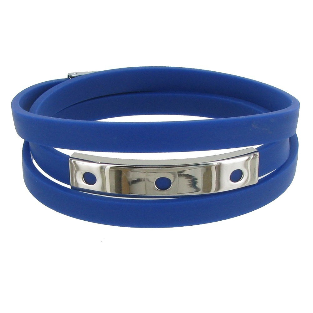LES POULETTES BIJOUX Bracelet Silicone Rectangle et Fermoir Acier - Classics - Bleu