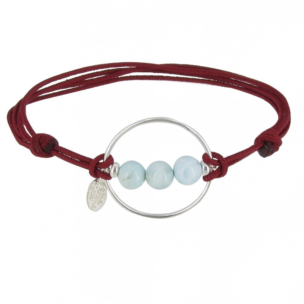 LES POULETTES BIJOUX Bracelet Lien Cercle Argent et Trois Perles de Larimar - Classi