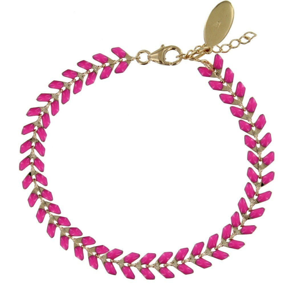 LES POULETTES BIJOUX - Bracelet Laurier Plaqué Or et Email - Colors - Fuchsia