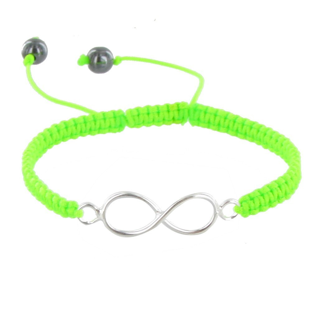 LES POULETTES BIJOUX Bracelet Argent Infini Lien Tréssé Fluo - Classics - Vert