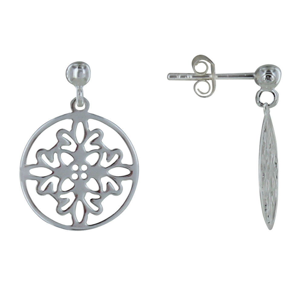 LES POULETTES BIJOUX Boucles d'Oreilles Cercle Dentelle Argent