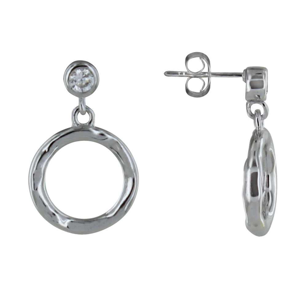 LES POULETTES BIJOUX Boucles d'Oreilles Argent Cercle et son Strass