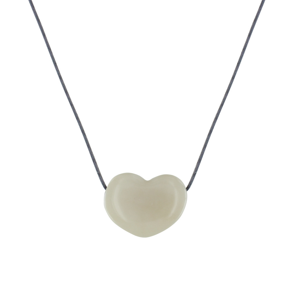 LES POULETTES BIJOUX Collier Gros Coeur en Tagua - Classics - Blanc