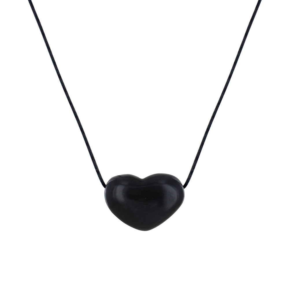 LES POULETTES BIJOUX Collier Gros Coeur en Tagua - Classics - Gris