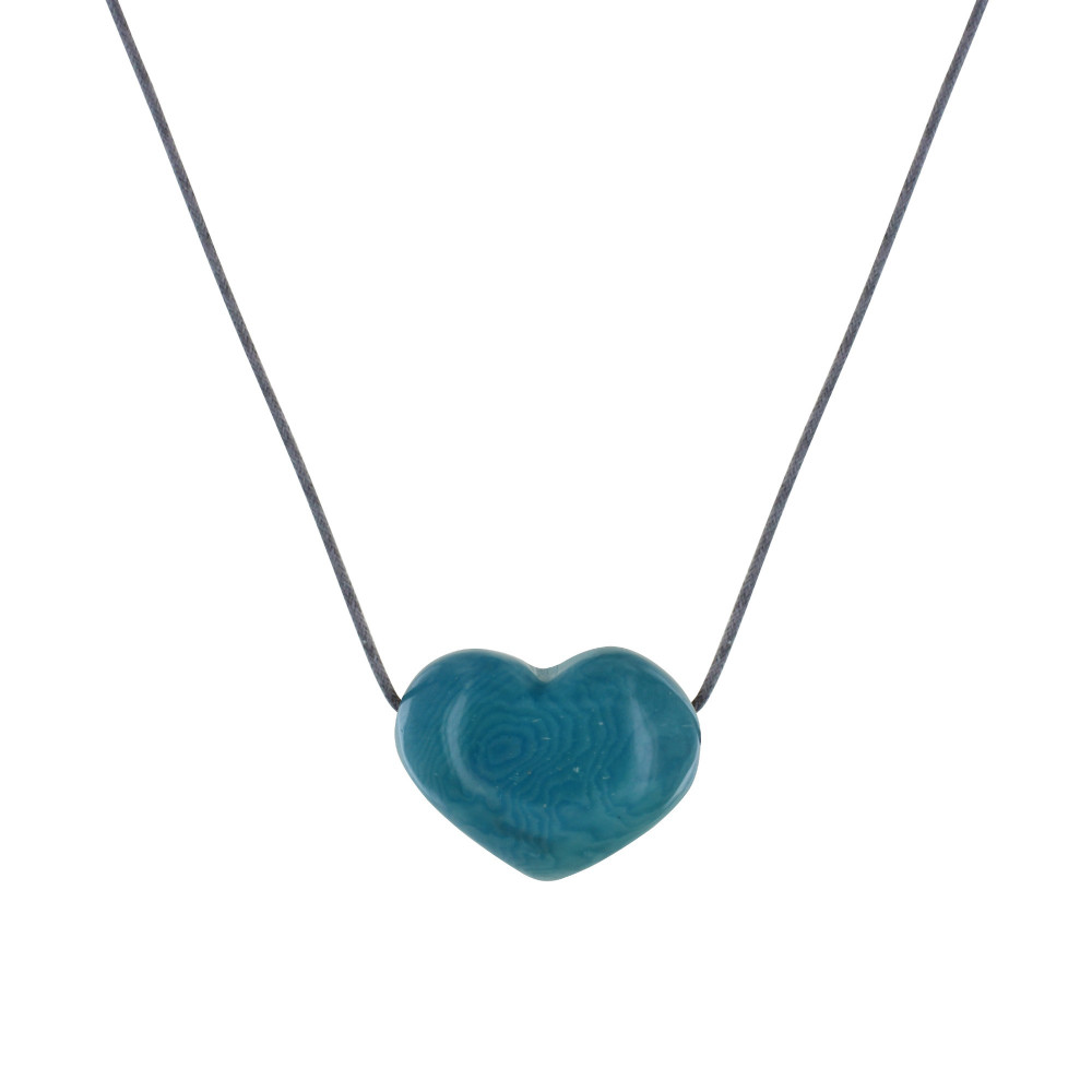 LES POULETTES BIJOUX Collier Gros Coeur en Tagua - Colors - Turquoise
