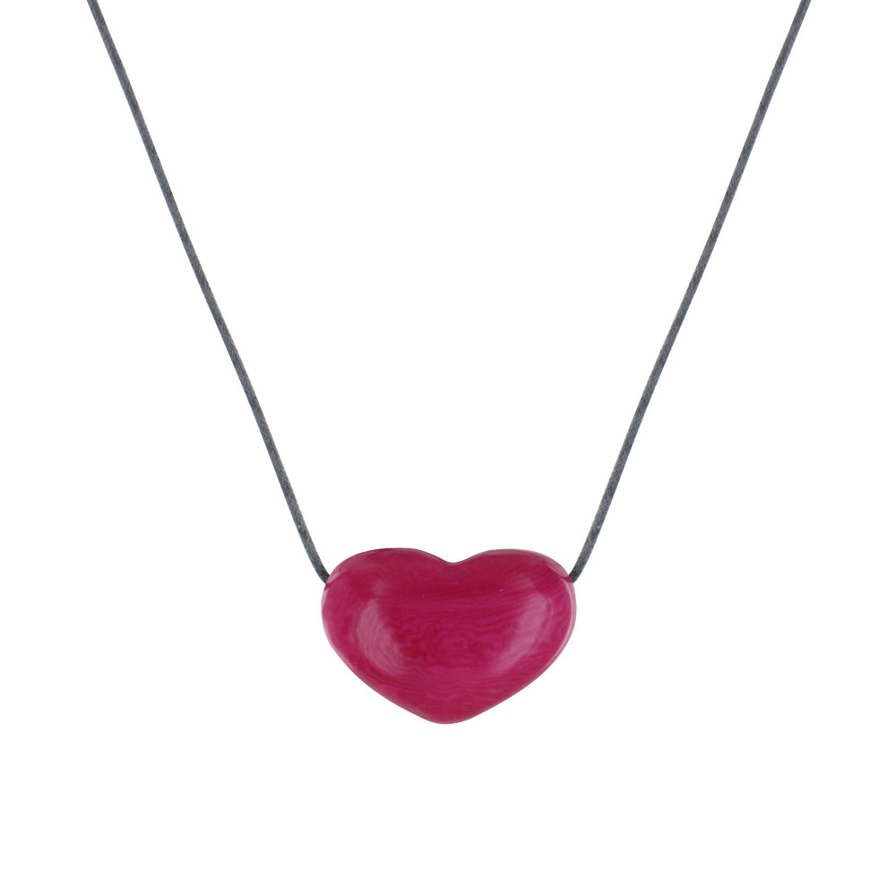 LES POULETTES BIJOUX Collier Gros Coeur en Tagua - Colors