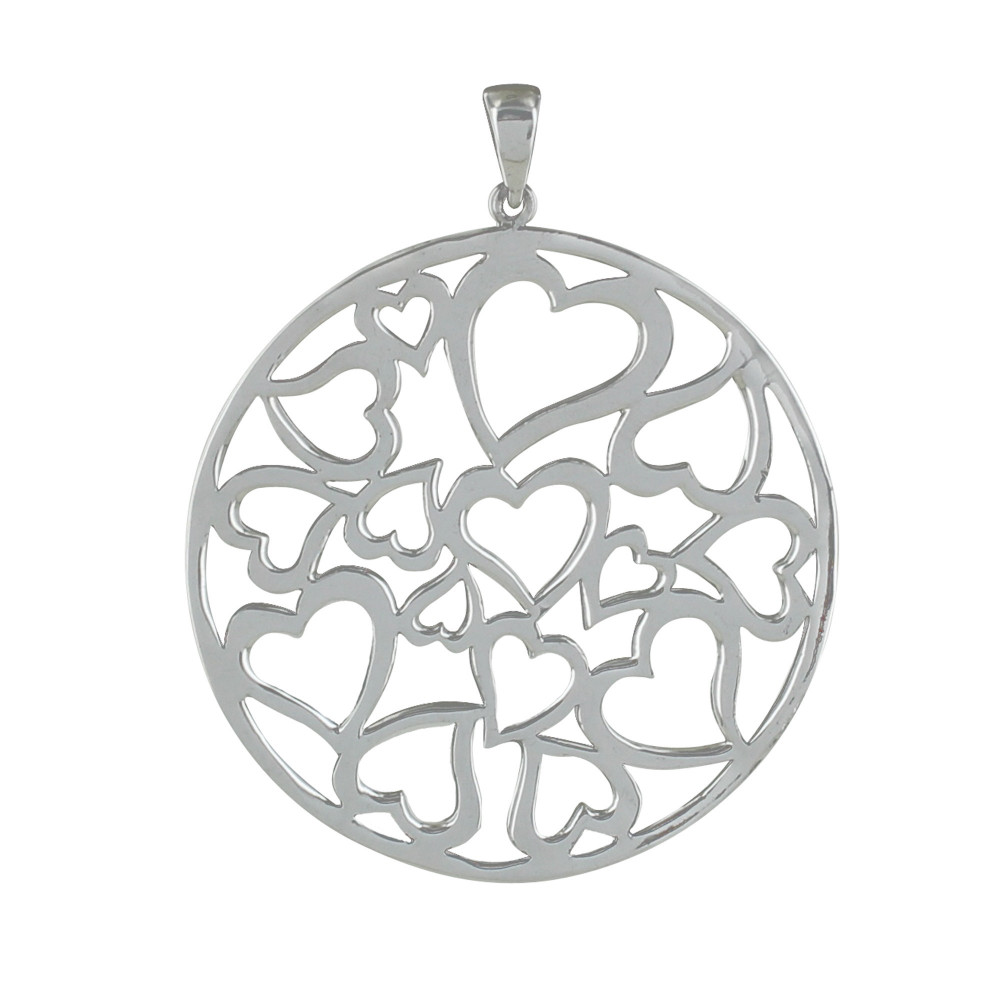 LES POULETTES BIJOUX Pendentif Argent Coeurs Encerclés