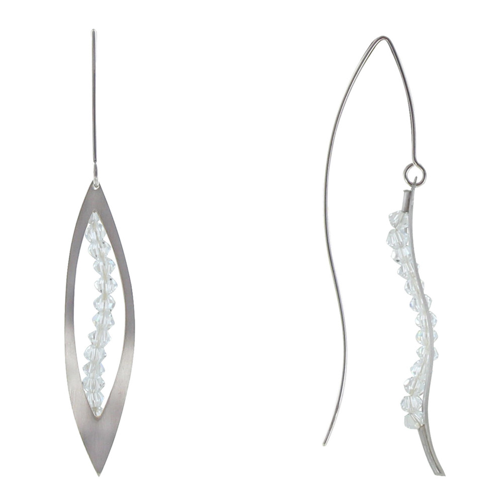 LES POULETTES BIJOUX Boucles d'Oreilles Argent Feuille Ajourée et Cristal