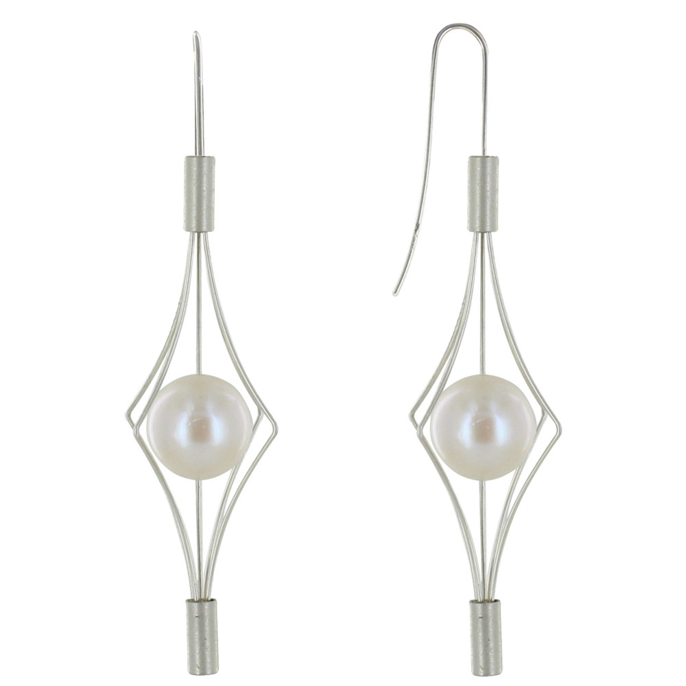 LES POULETTES BIJOUX Boucles d'Oreilles Argent 925 Lanterne et Perle Blanche