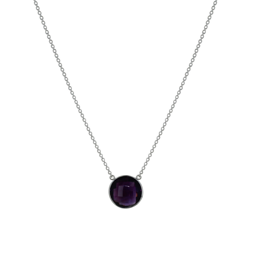 LES POULETTES BIJOUX Collier Argent Pavé Facetté d'Améthyste