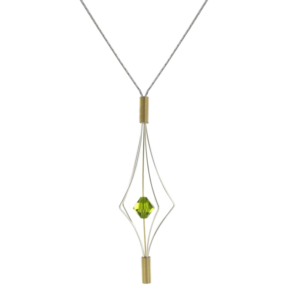LES POULETTES BIJOUX Collier Argent 925 et Plaqué Or Lanterne et Cristal - Grand Mod